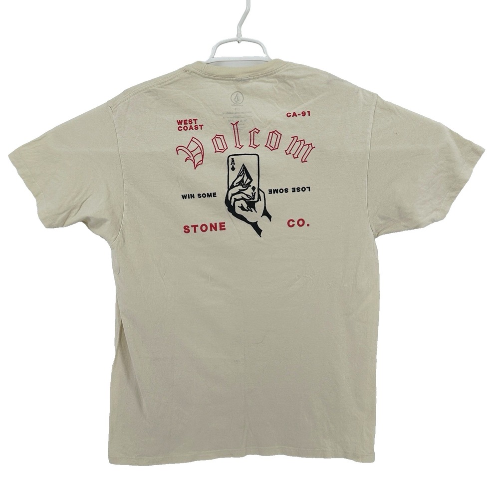 Volcom Men's Winsome Short Sleeve T-Shirt Size L Cream Gambling